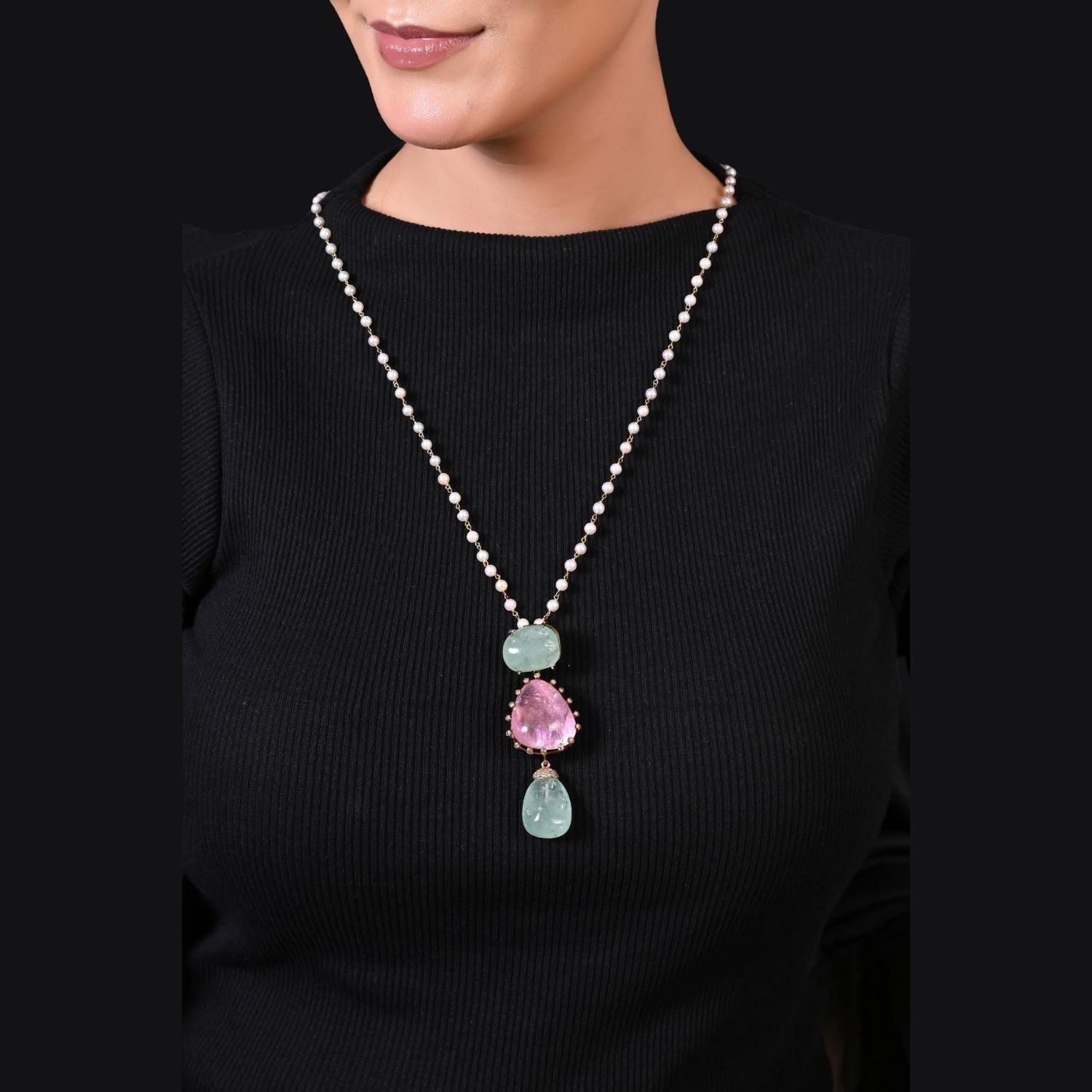 The Tourmaline & Emerald Drop Pendant
