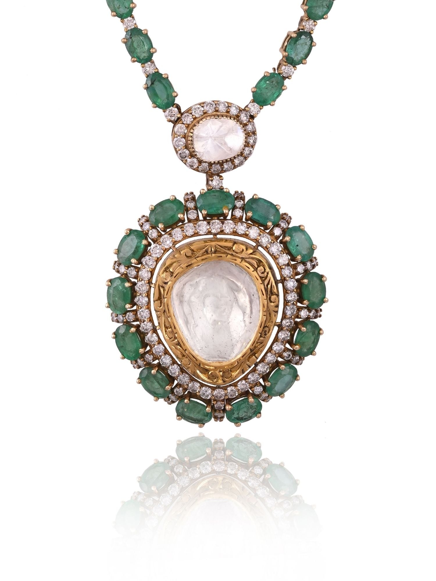 Emerald Halo Drop Pendant