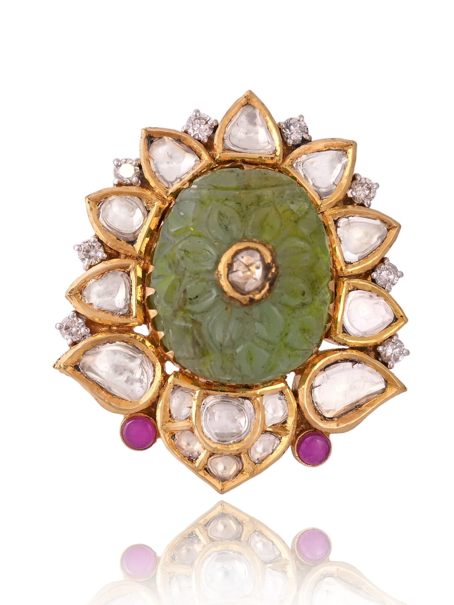 Oval Blossom Emerald Ring