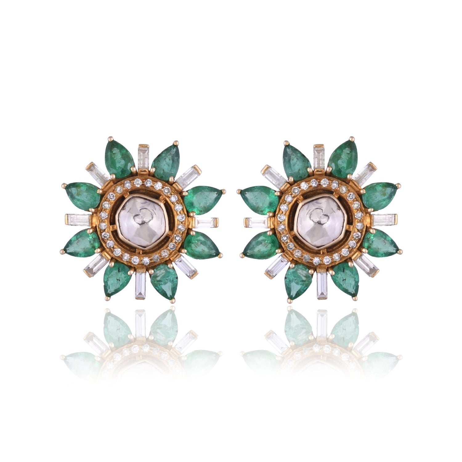 Petal Mirage Emerald Earrings