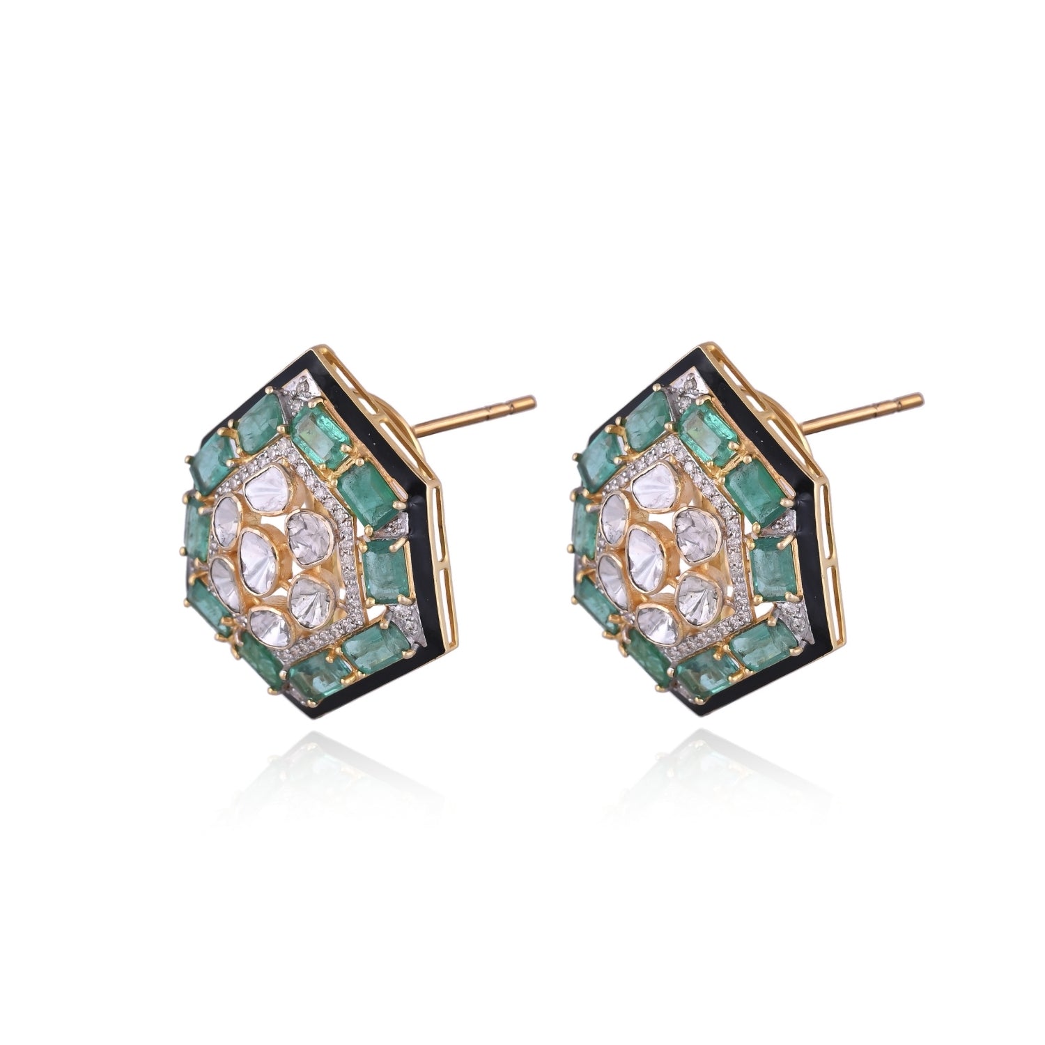 Evergreen Diamond Polki Studs