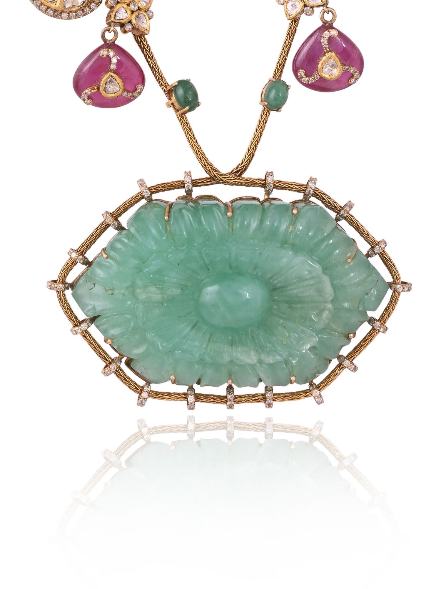 Colossal Emerald with Ruby Necklace Set