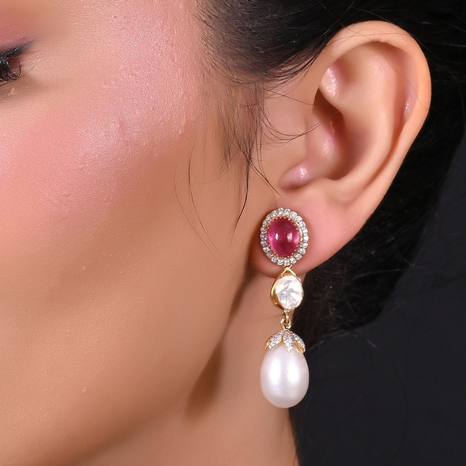Gem Drop Navratna Necklace Set
