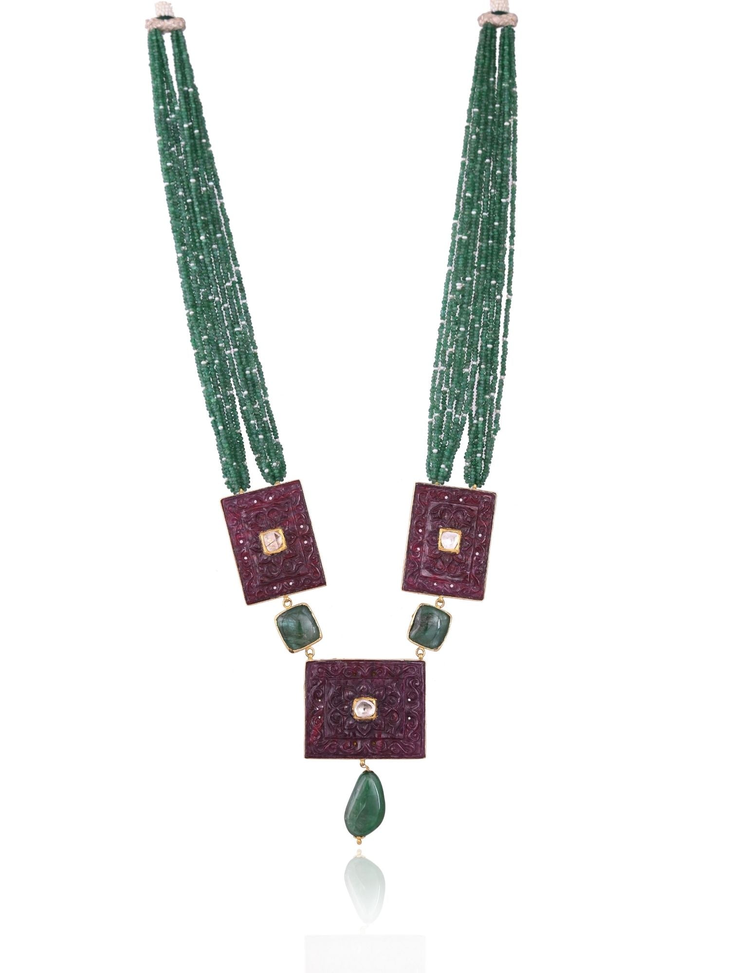 The Ruby Triad Necklace Set