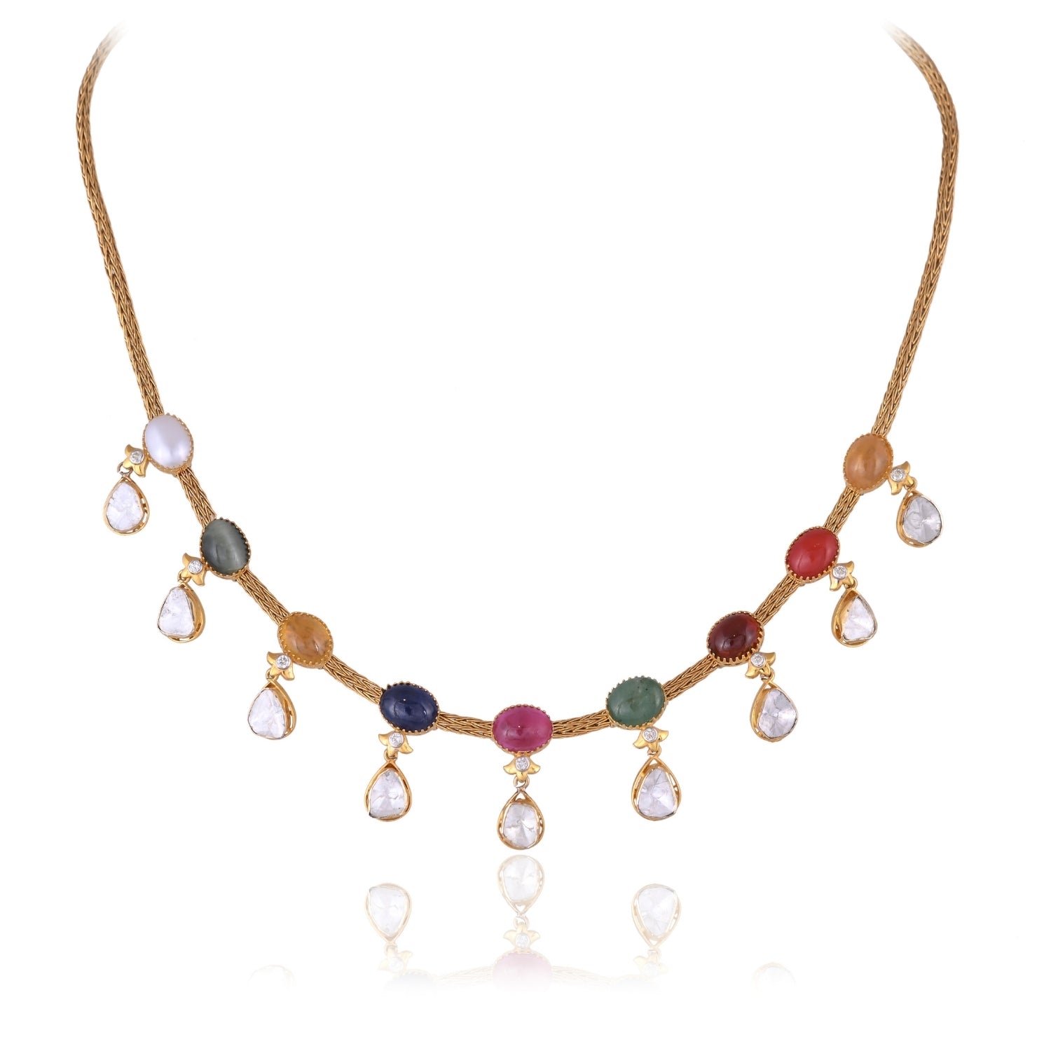 Mosaic Medly Navratna Necklace Set