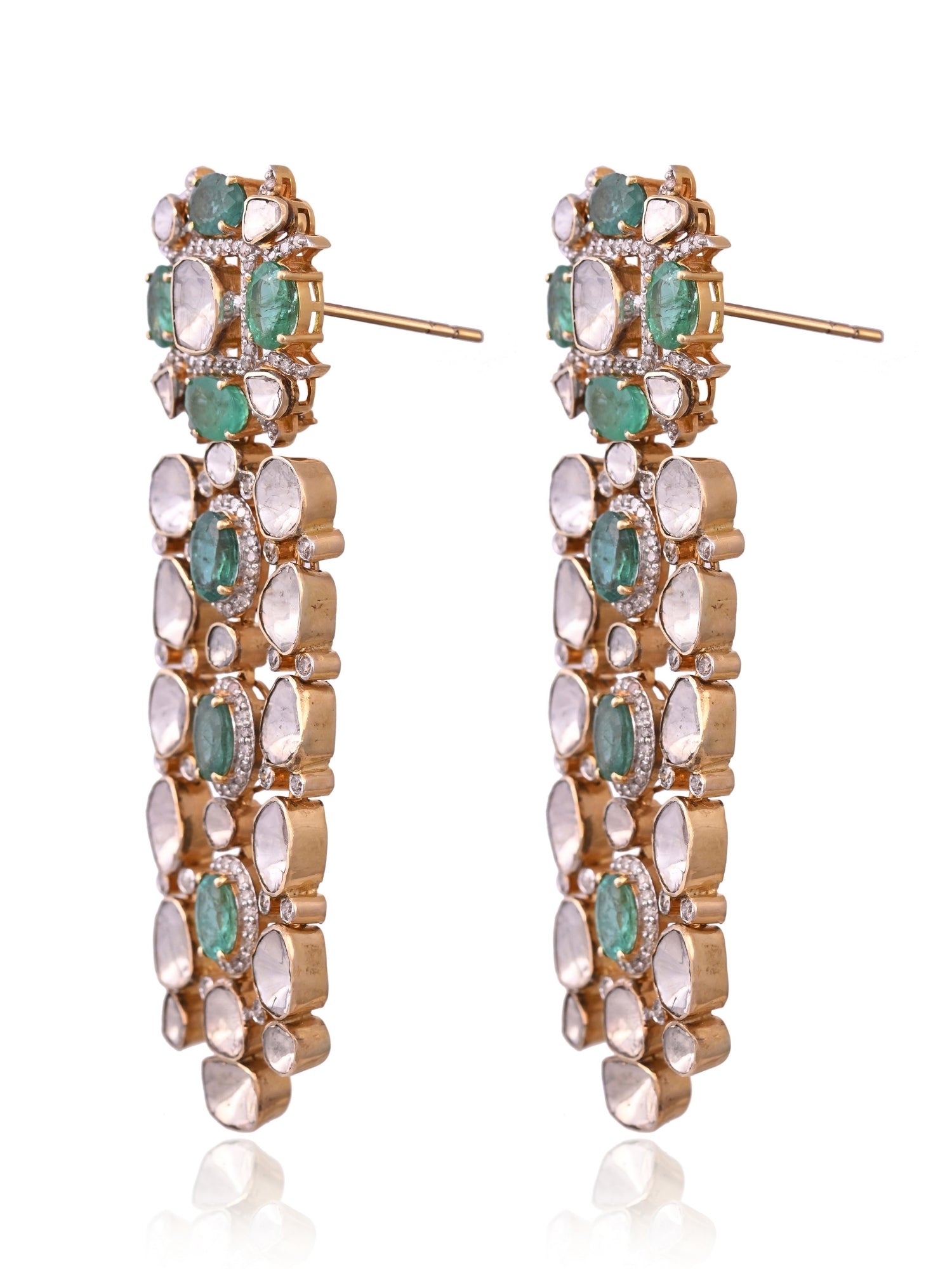 Emerald Polki Dewfall Earrings