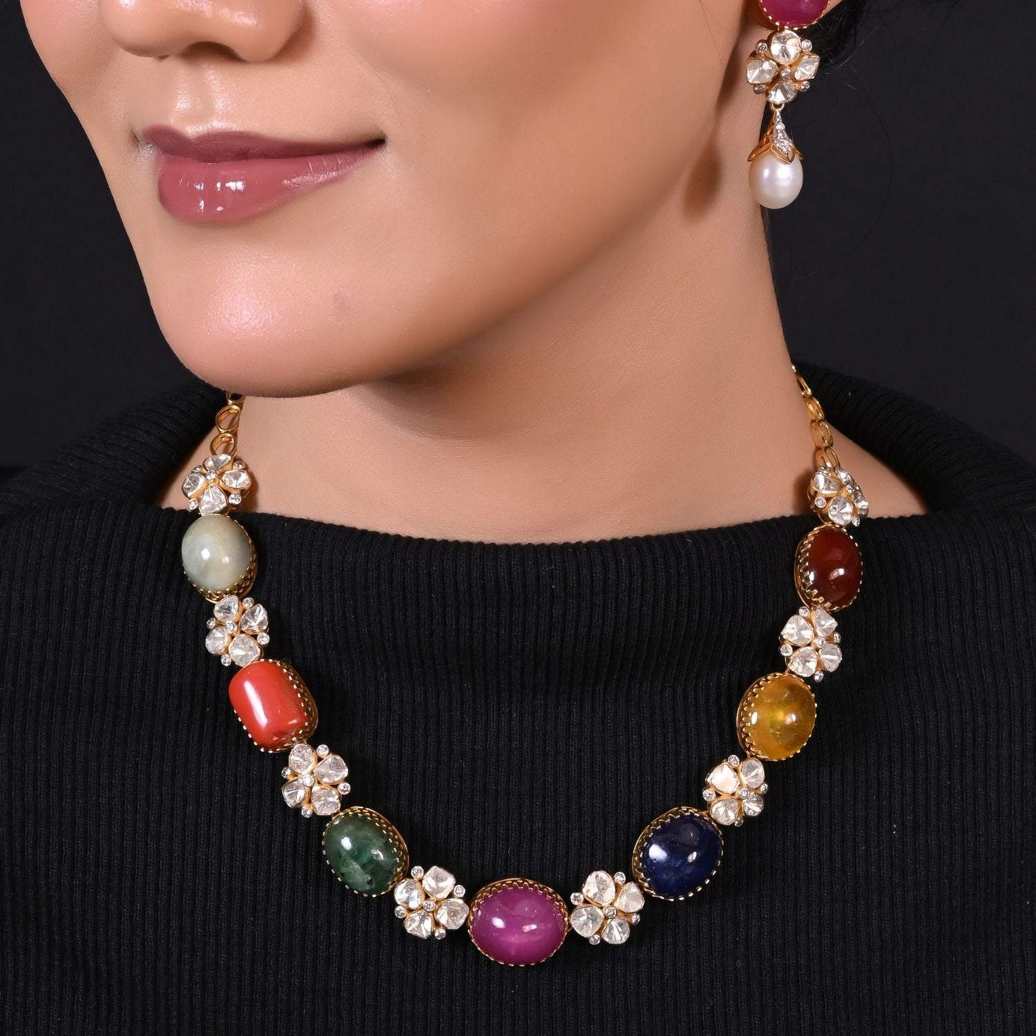 Nine Divine Navratna Necklace Set