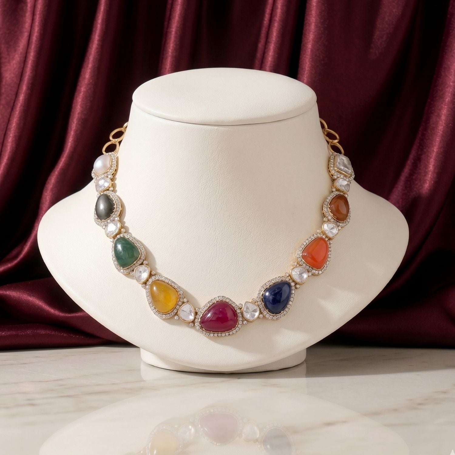 Spectrum Sparkle Navratna Necklace