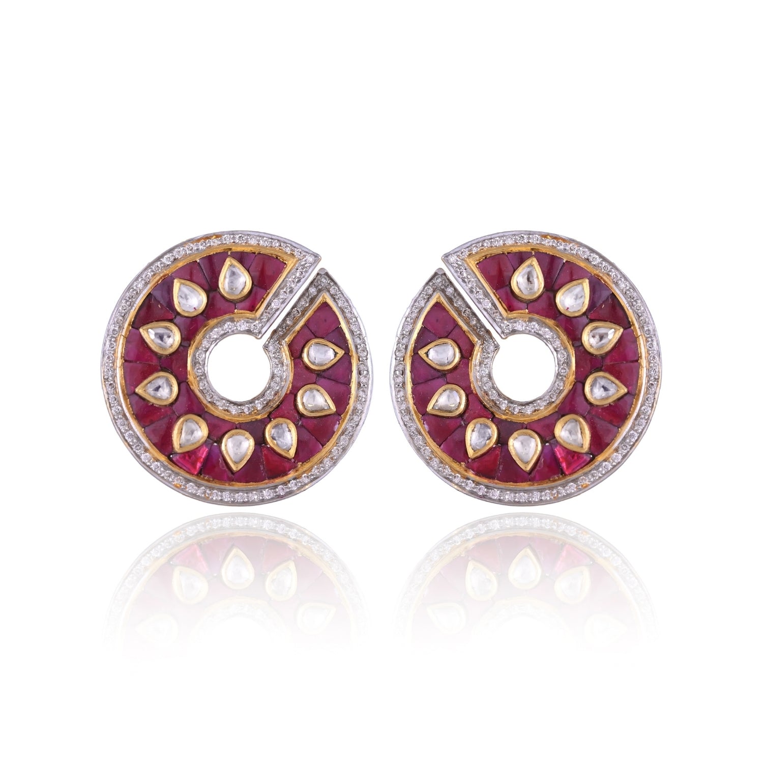 Crimson Orb Polki Earrings