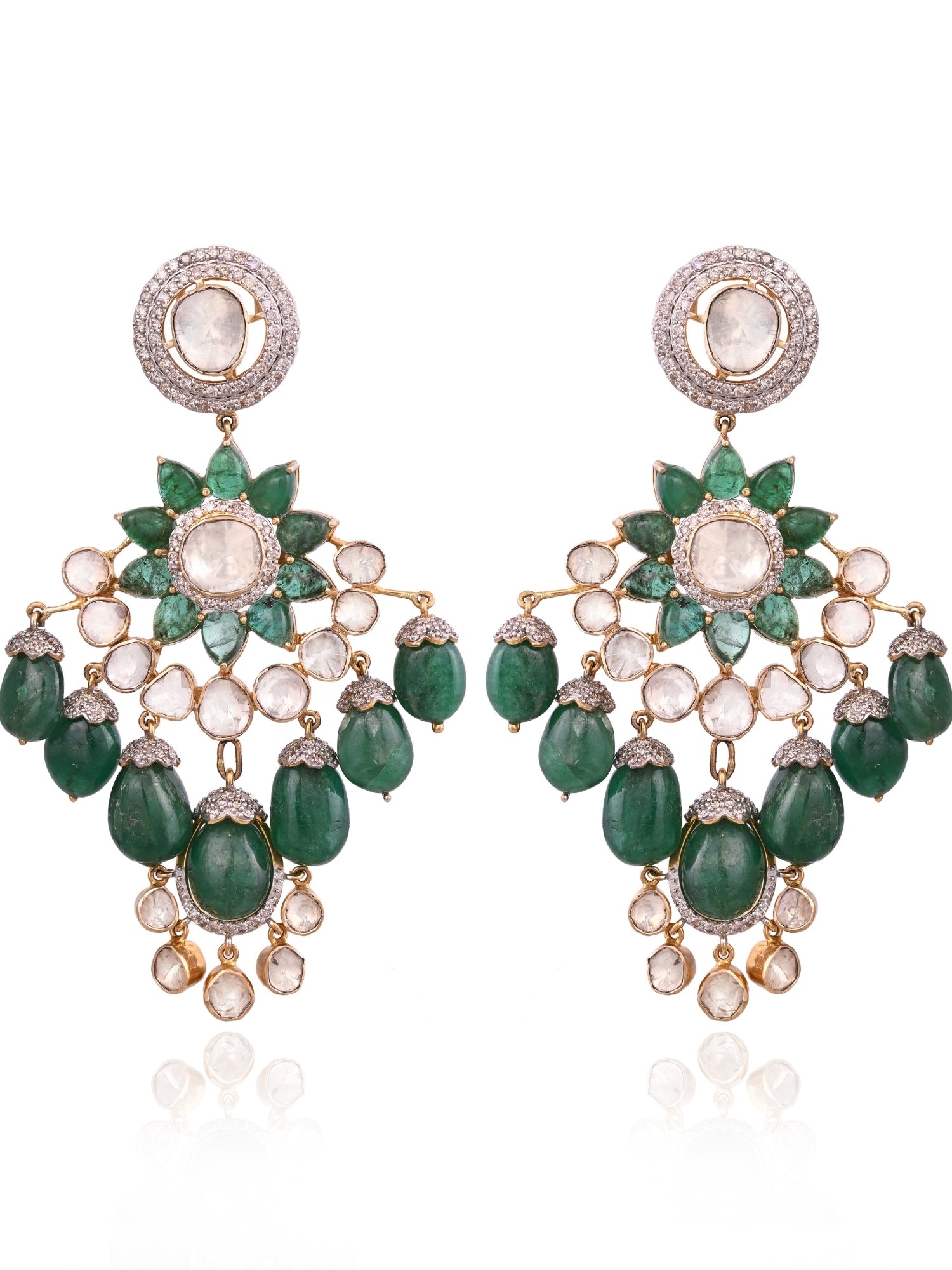Flora Drop Emerald Earrings