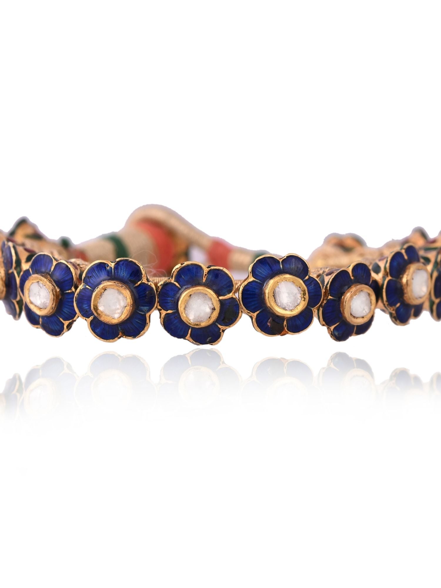 Blue Blossom Polki Bangle