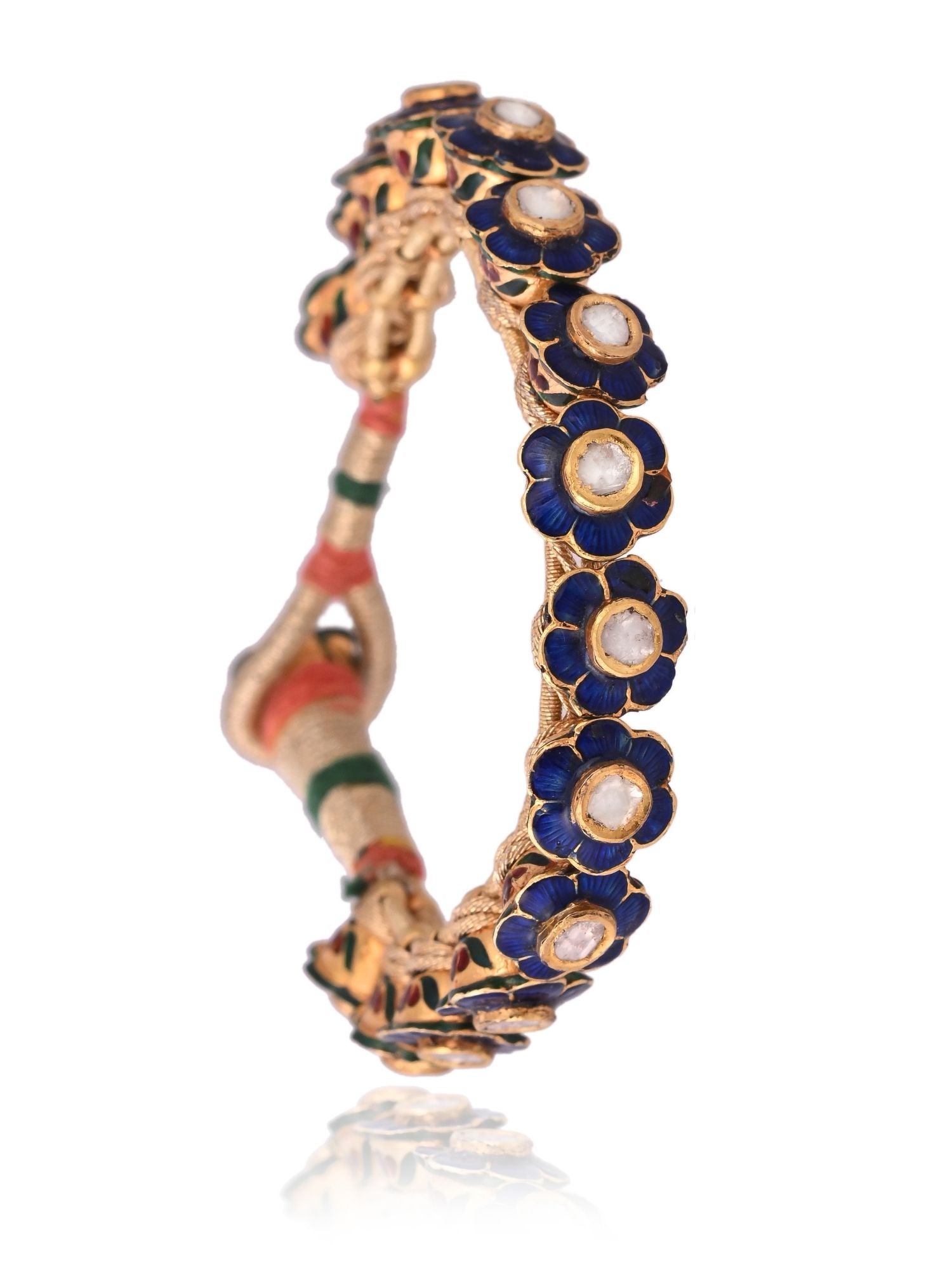 Blue Blossom Polki Bangle