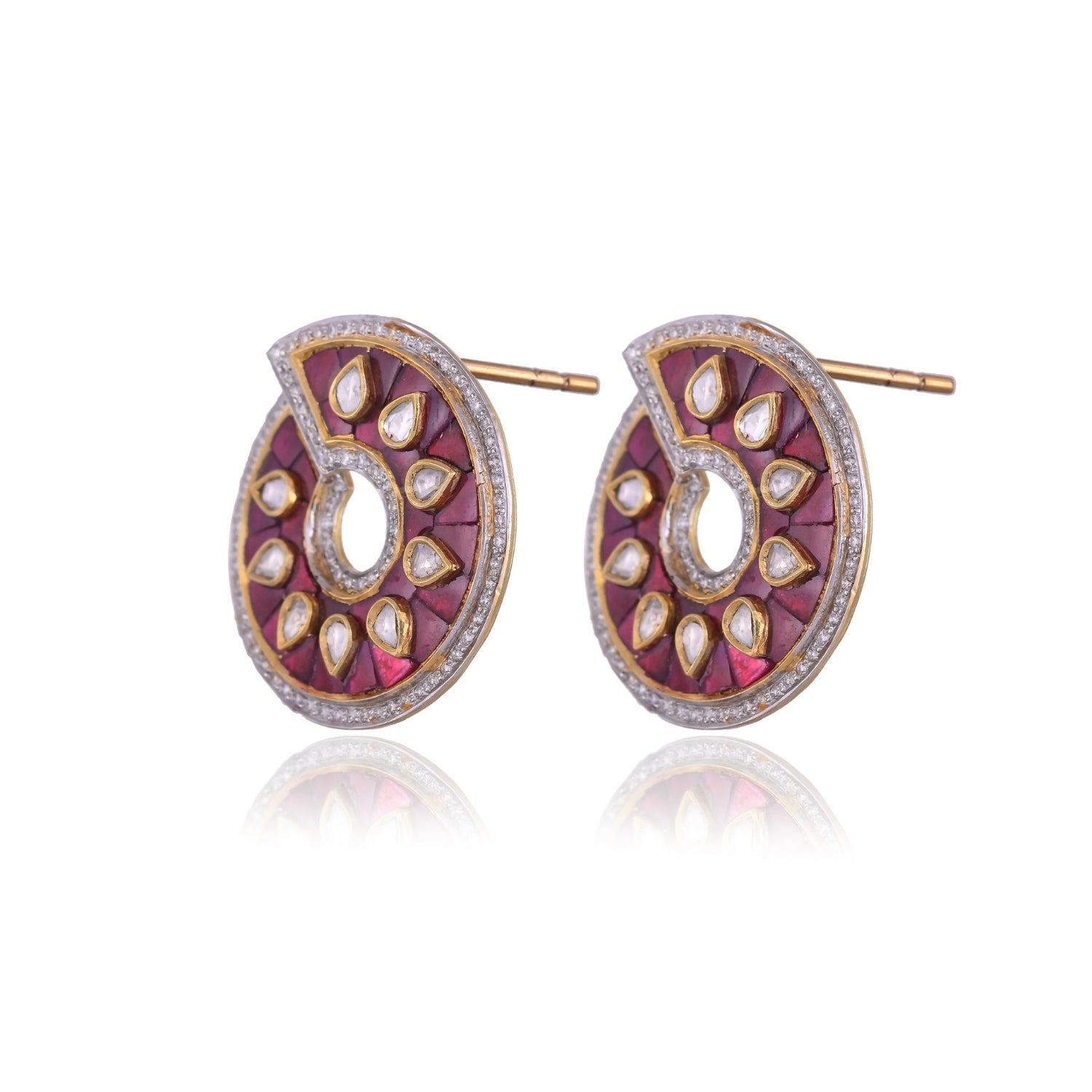 Crimson Orb Polki Earrings