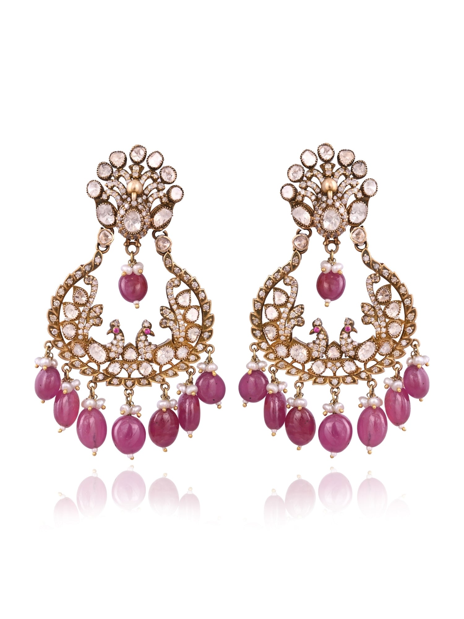 The Pavo Pair Ruby Earrings