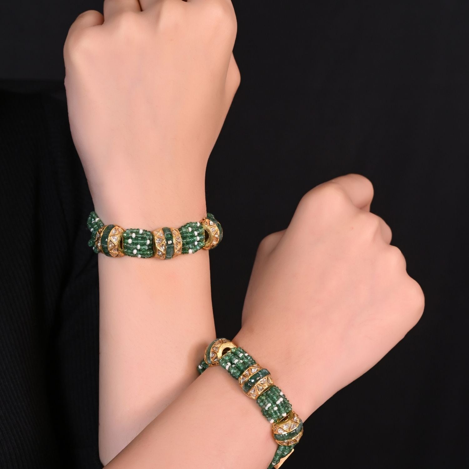 Emerald Beads Bracelet Set