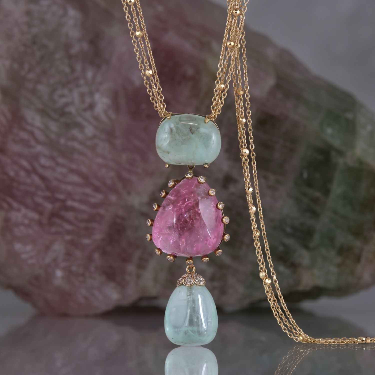 The Tourmaline & Emerald Drop Pendant
