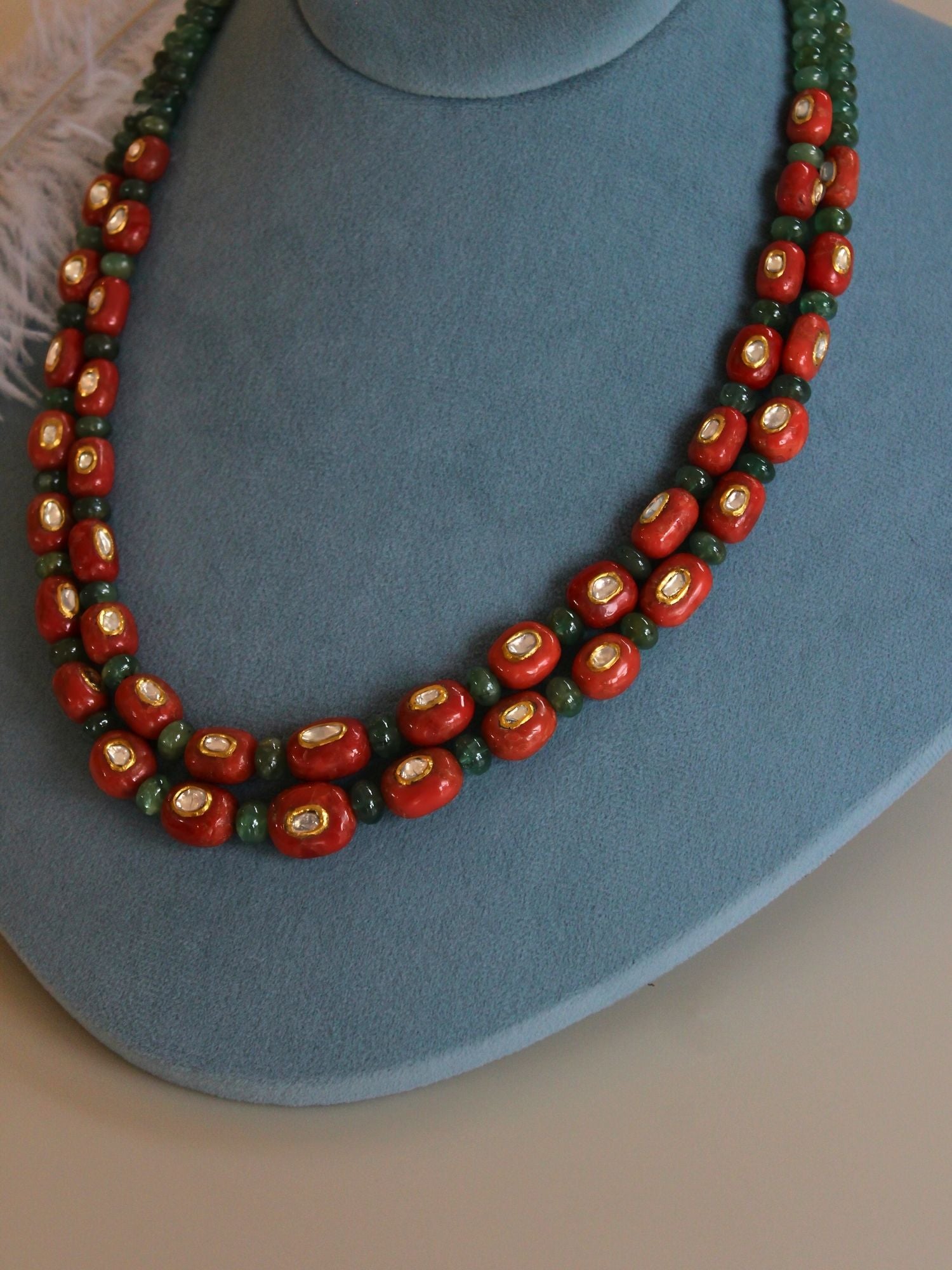 Emerald Meets Coral Necklace