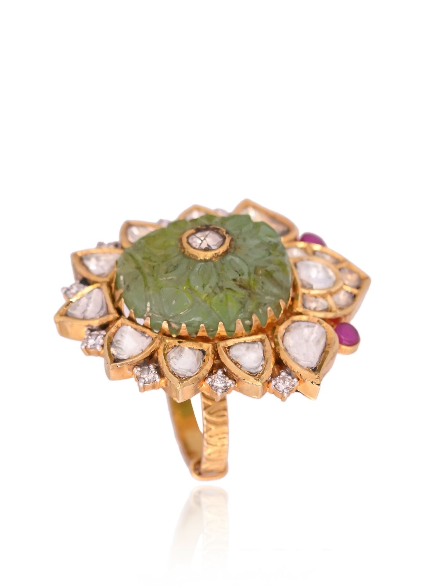 Oval Blossom Emerald Ring