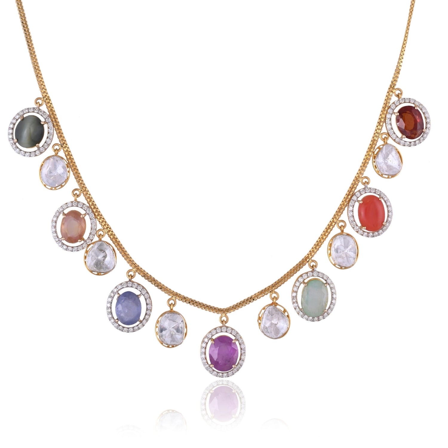 Classic All Along Navratan Necklace