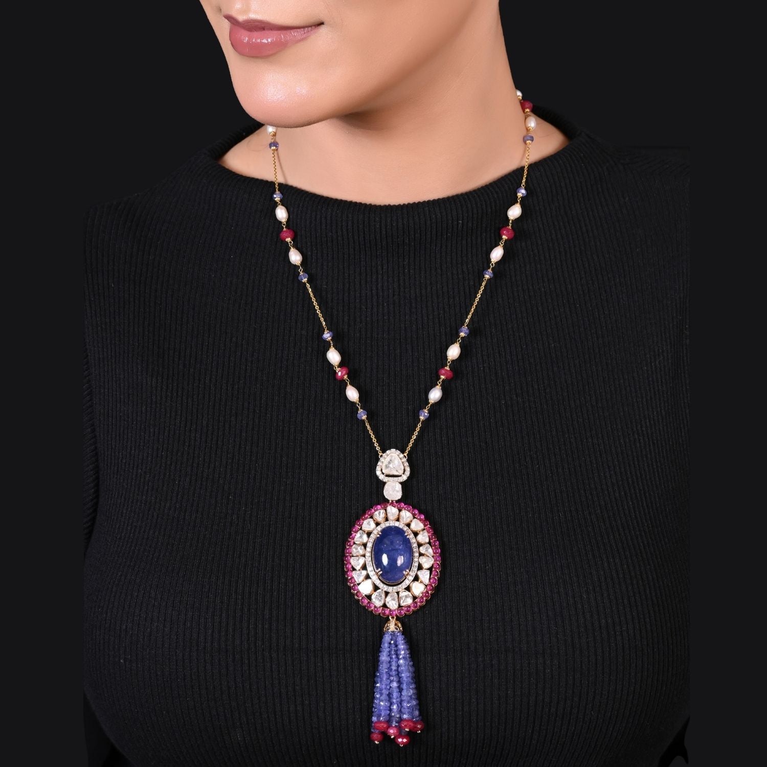 The Oval Tanzanite Tassel Pendant