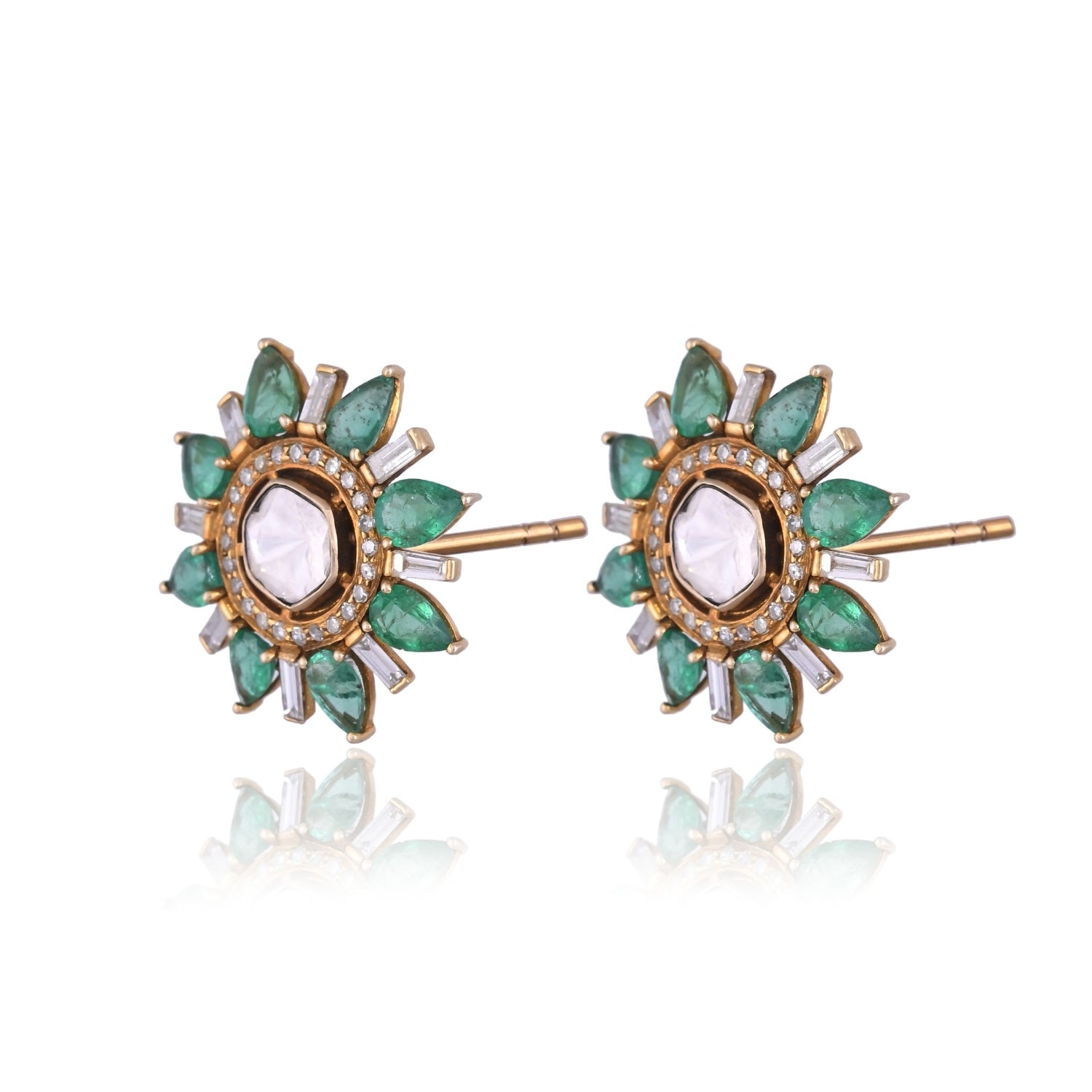 Petal Mirage Emerald Earrings