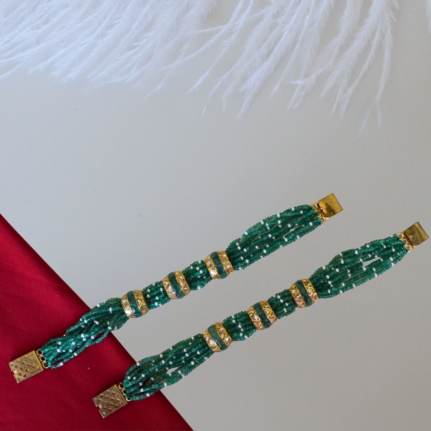 Emerald Beads Bracelet Set