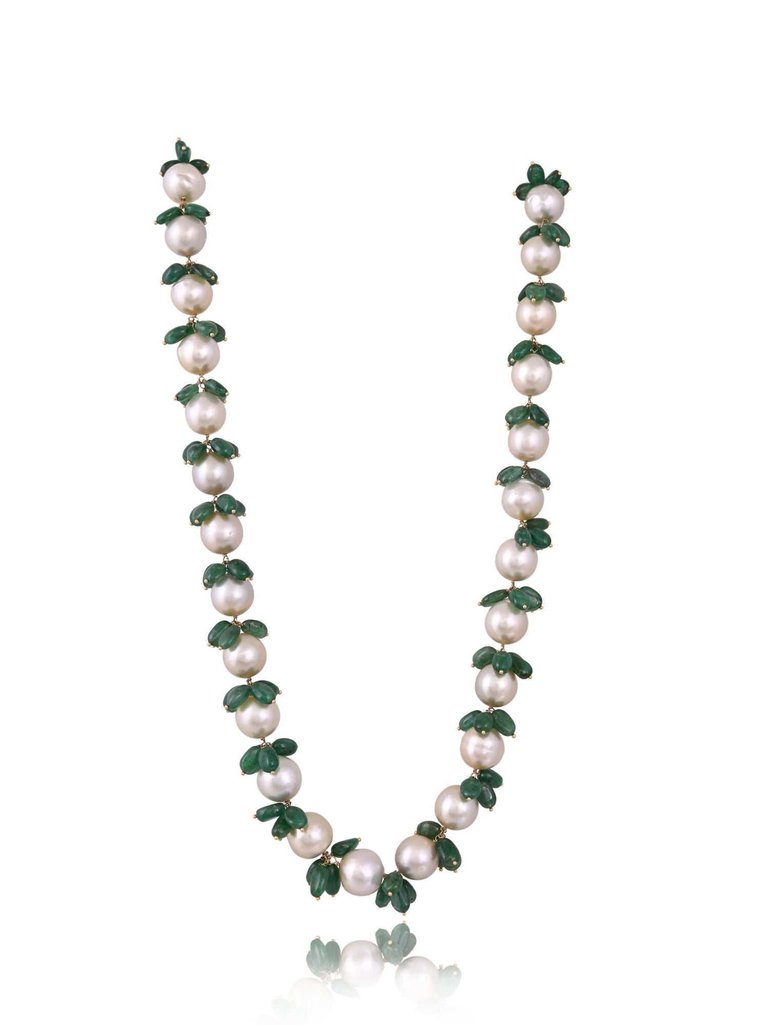 Pearl Symphony with Emeralds Necklace