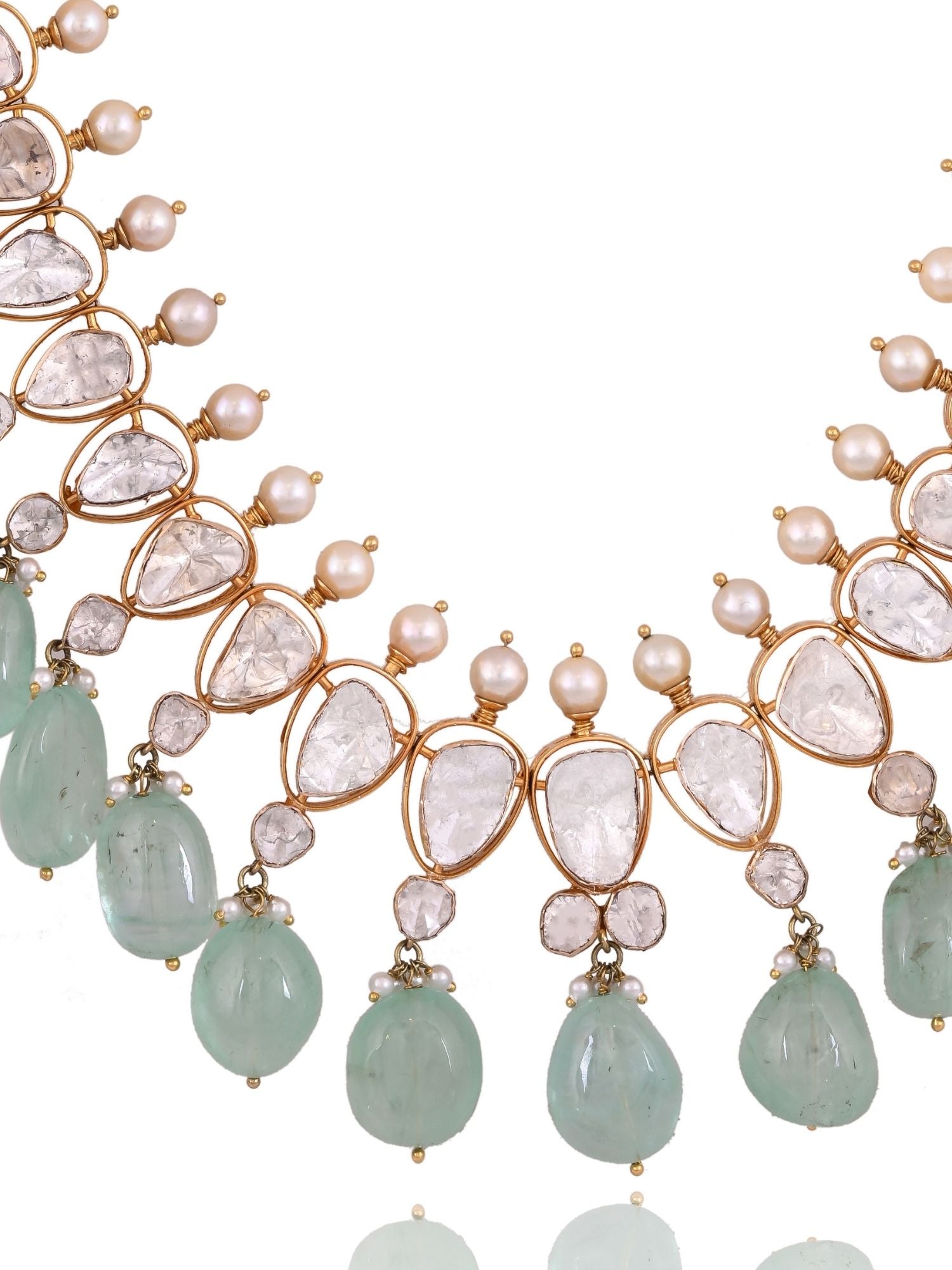 Verdessa Polki Emerald Necklace Set