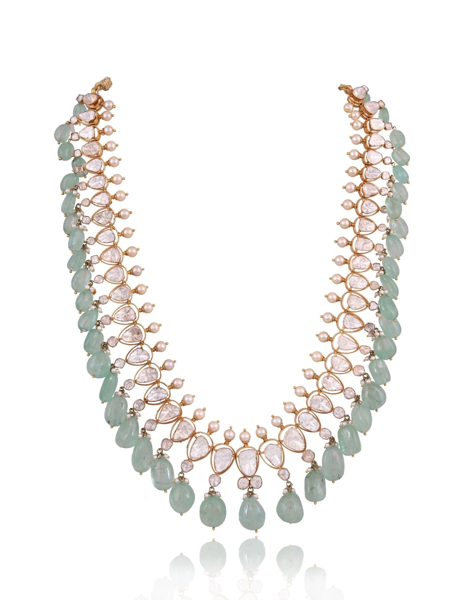 Verdessa Polki Emerald Necklace Set