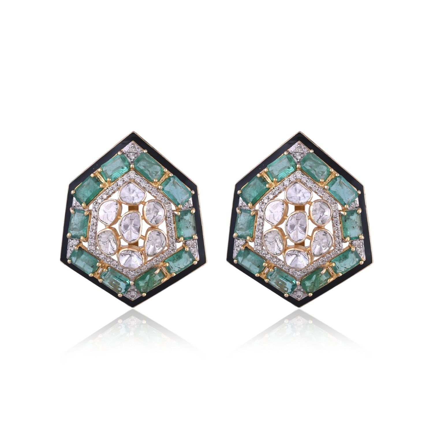 Evergreen Diamond Polki Studs