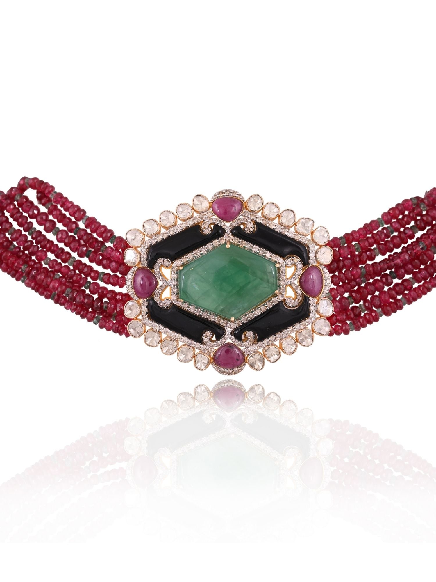 Ruby HexaGlow Emerald Necklace