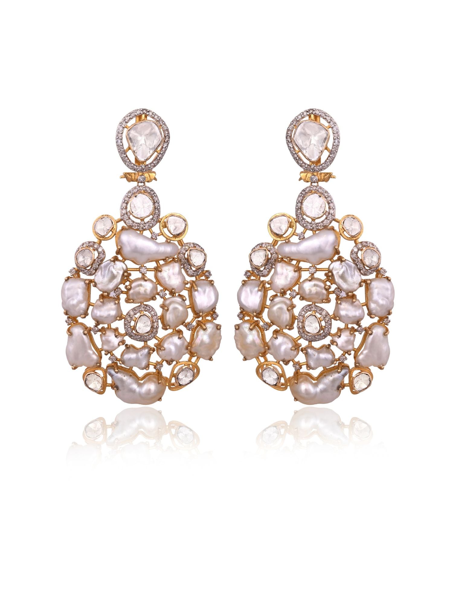 The Polki Pearl Halo Earrings