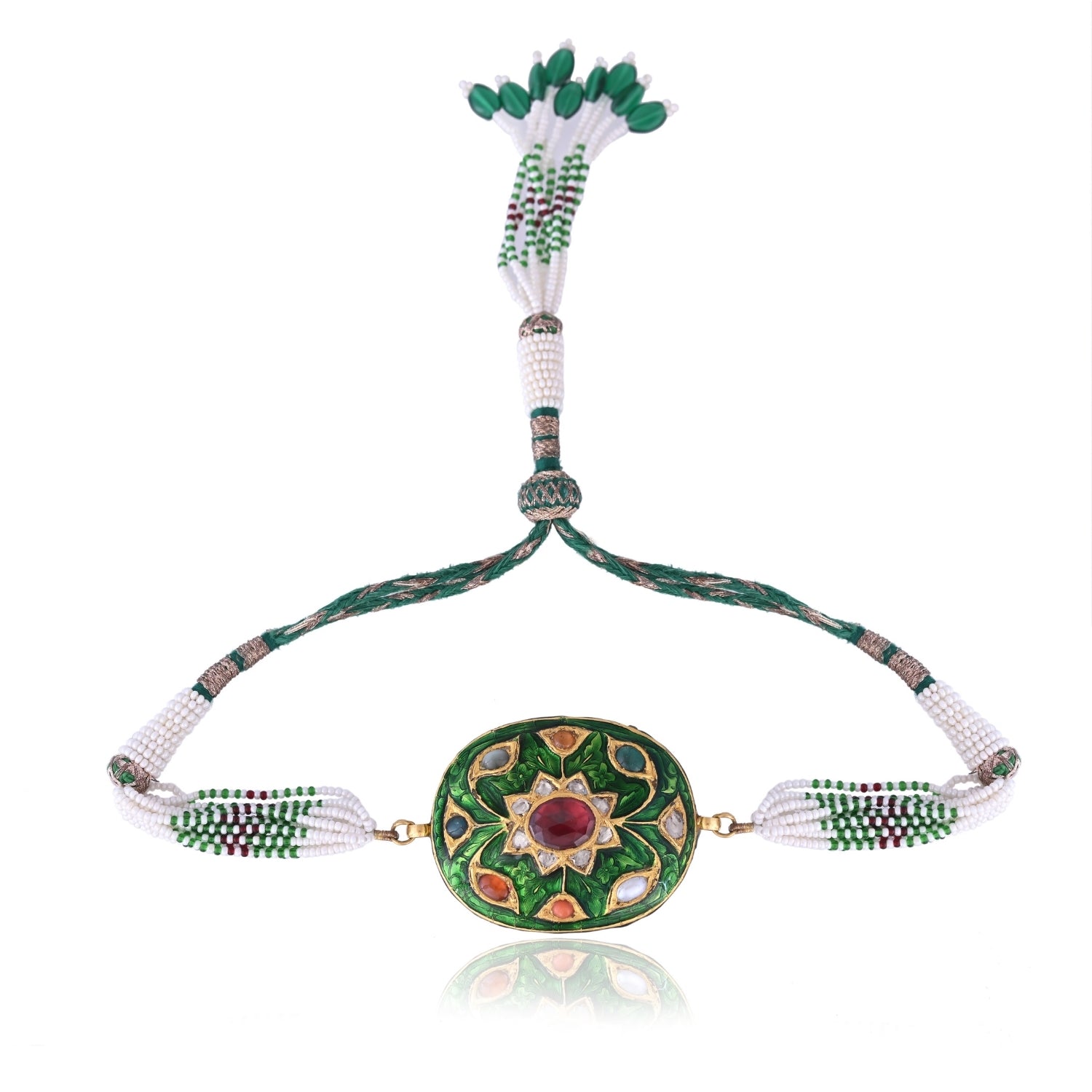 Green Enamel Navratan Bracelet