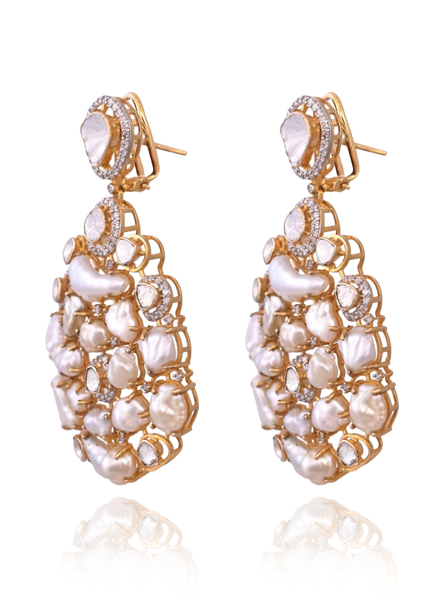 The Polki Pearl Halo Earrings