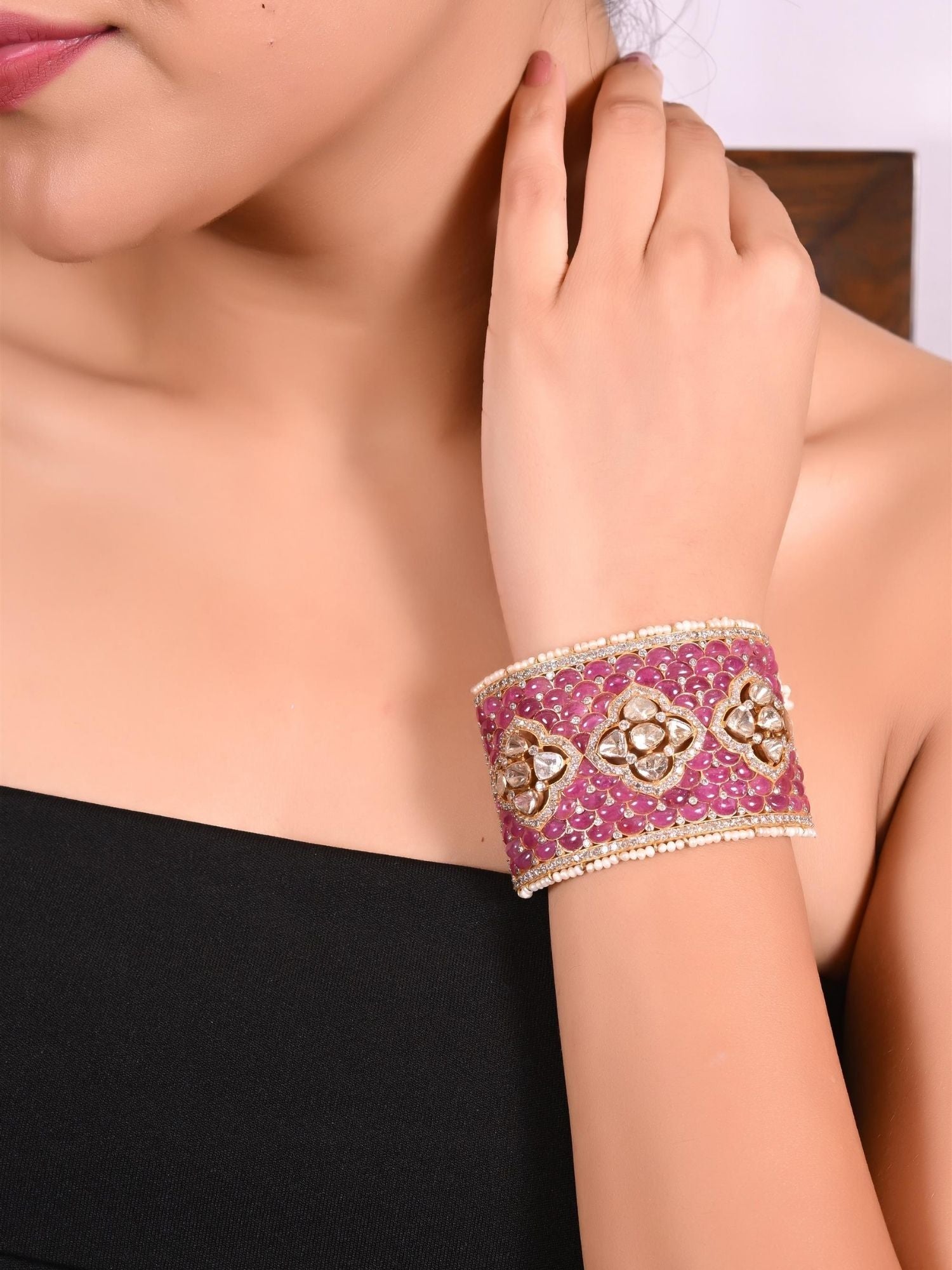 The Ruby Crescent Bracelet