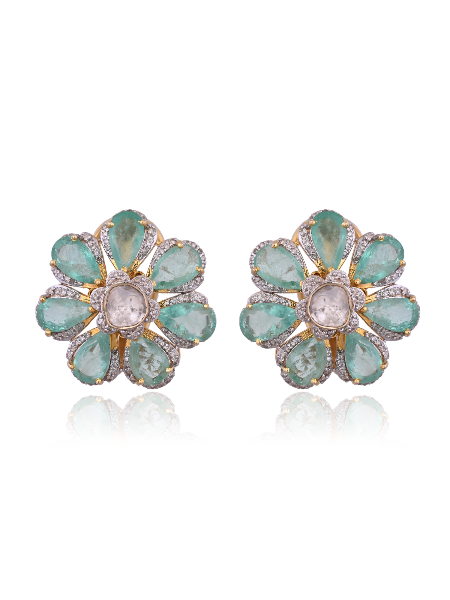 Floral Verdure Emerald Studs