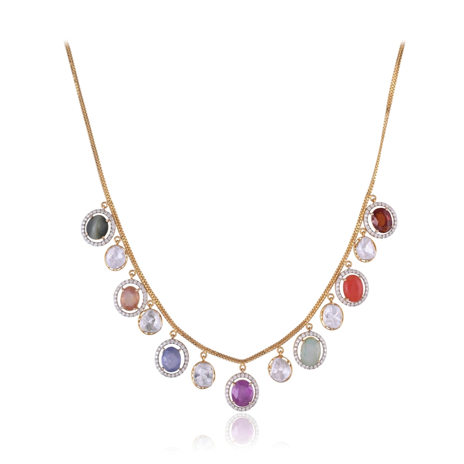 Classic All Along Navratan Necklace