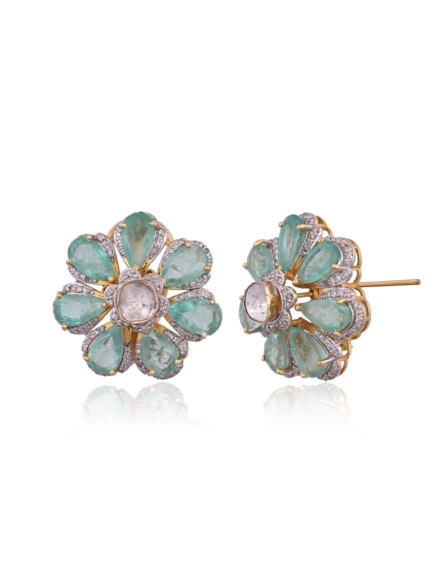 Floral Verdure Emerald Studs