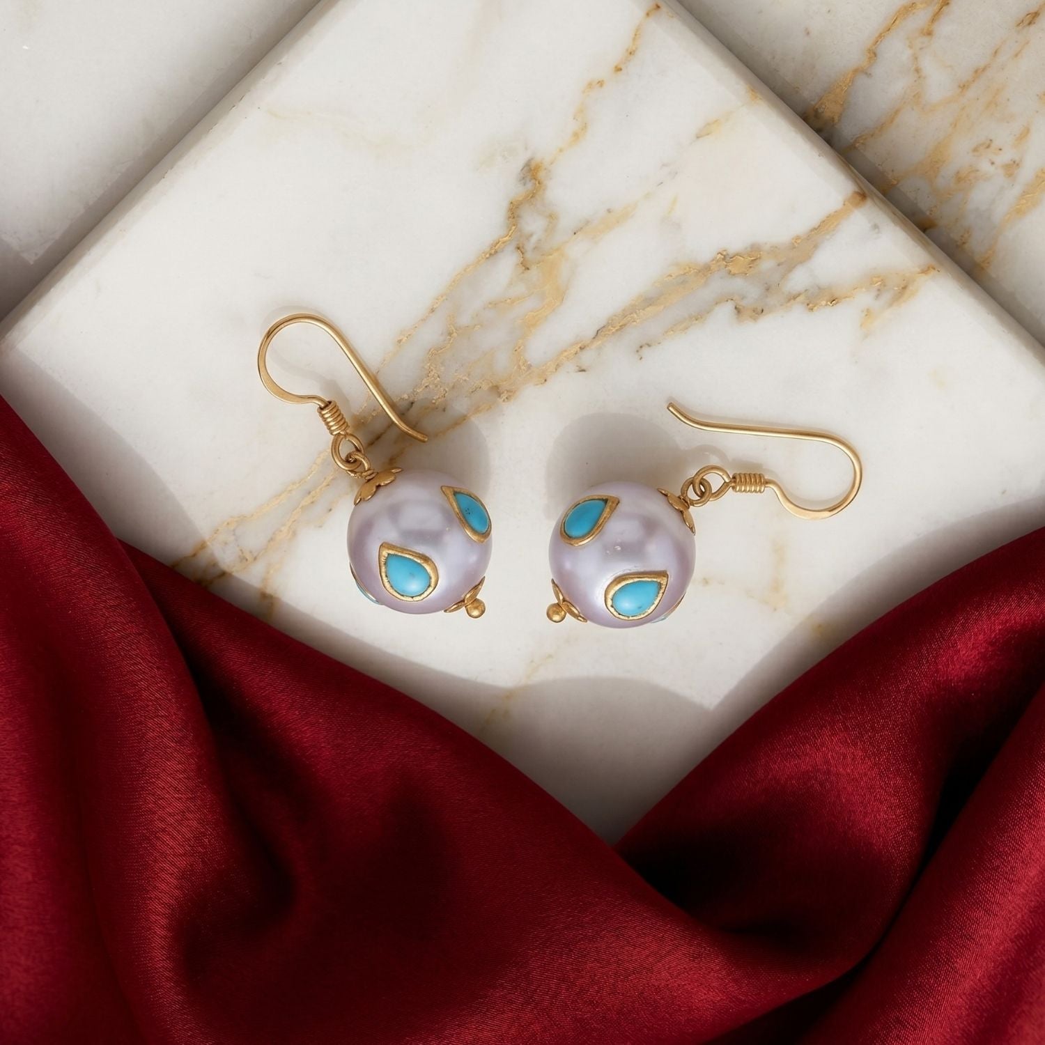 Blue Hue Pearl Earrings