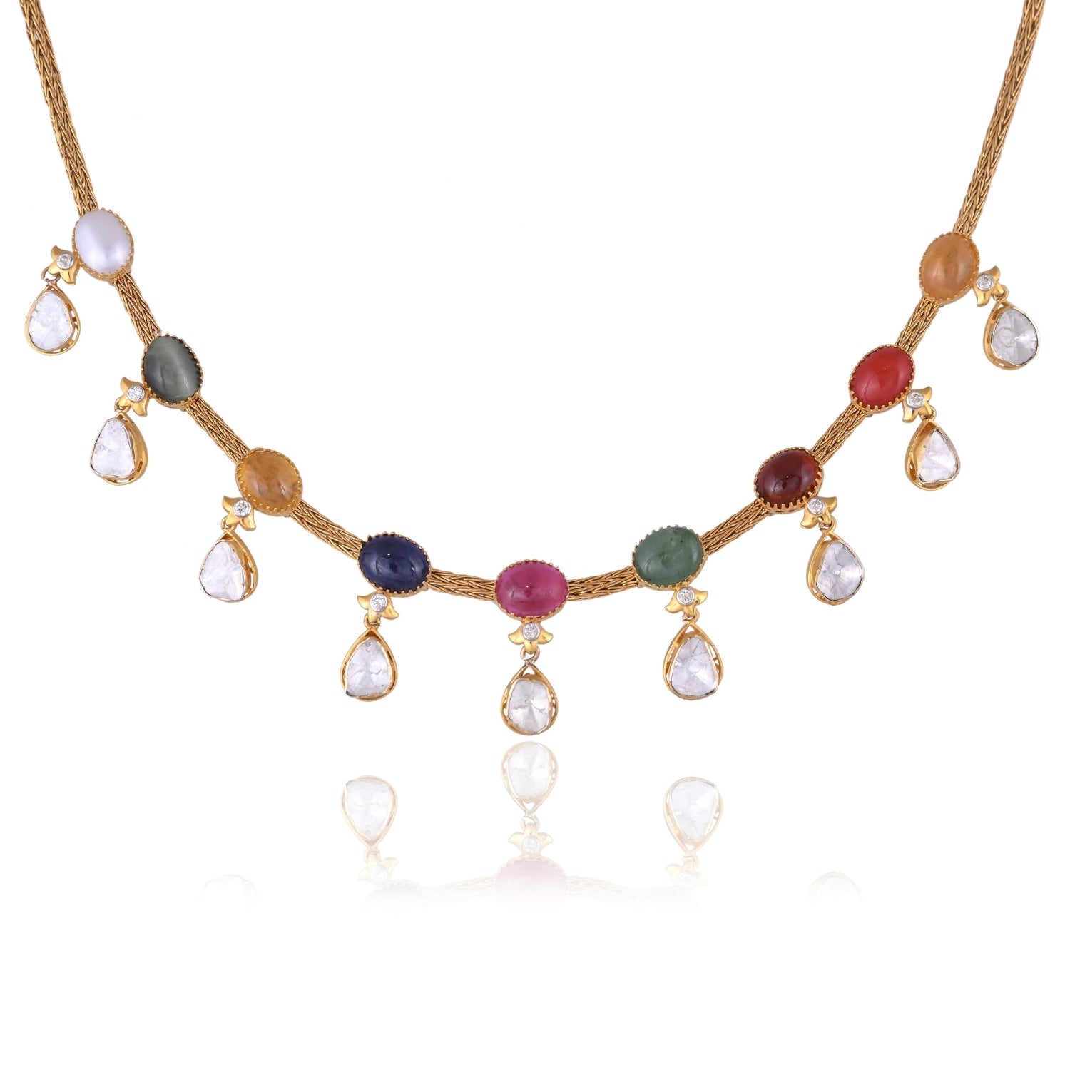 Mosaic Medly Navratna Necklace Set