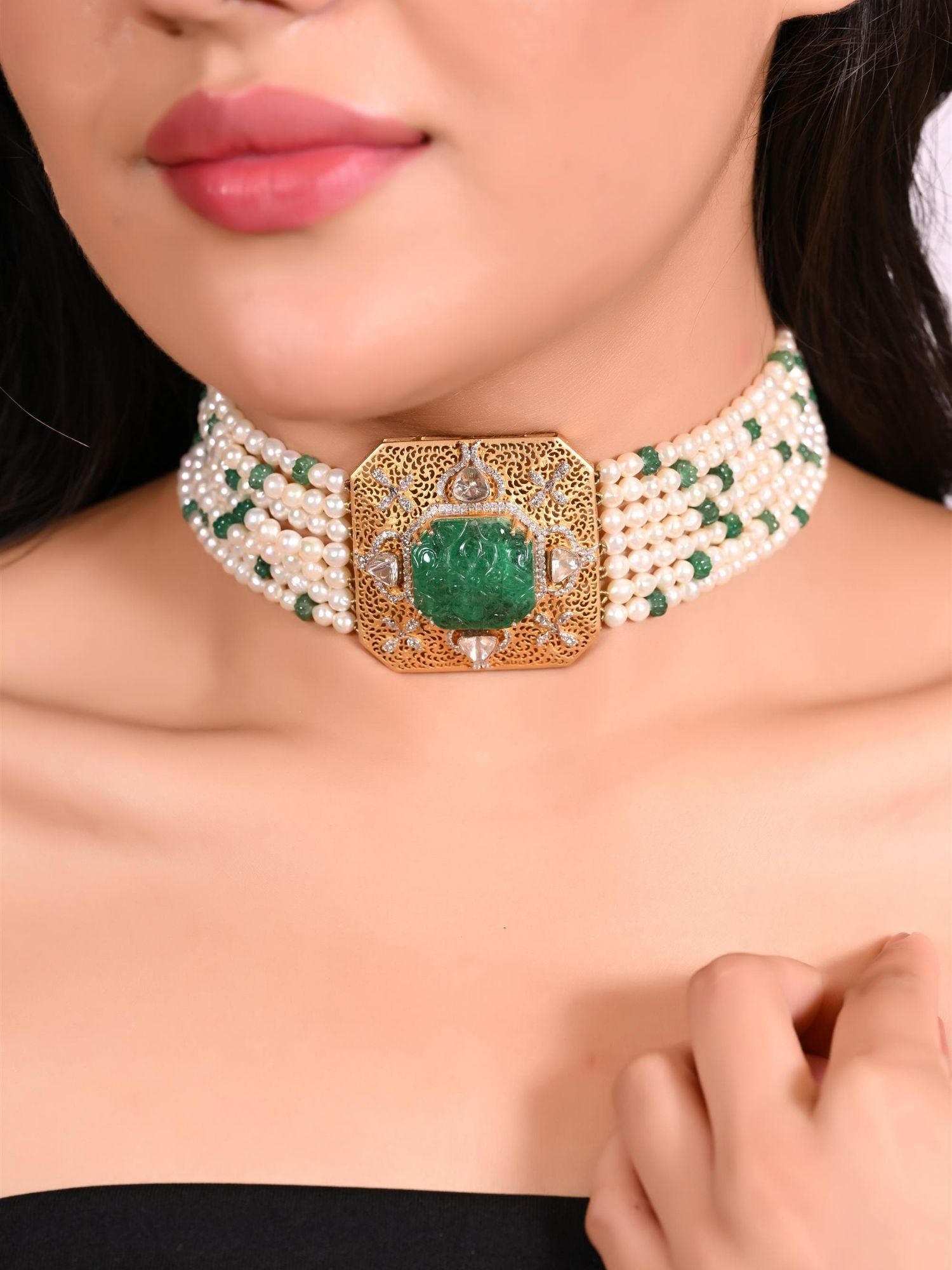 Glint Quad Emerald Choker