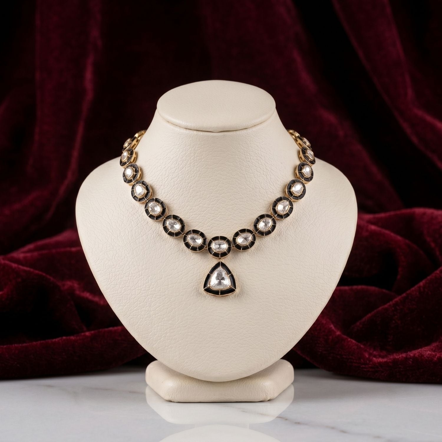 Midnight Bloom Polki Necklace