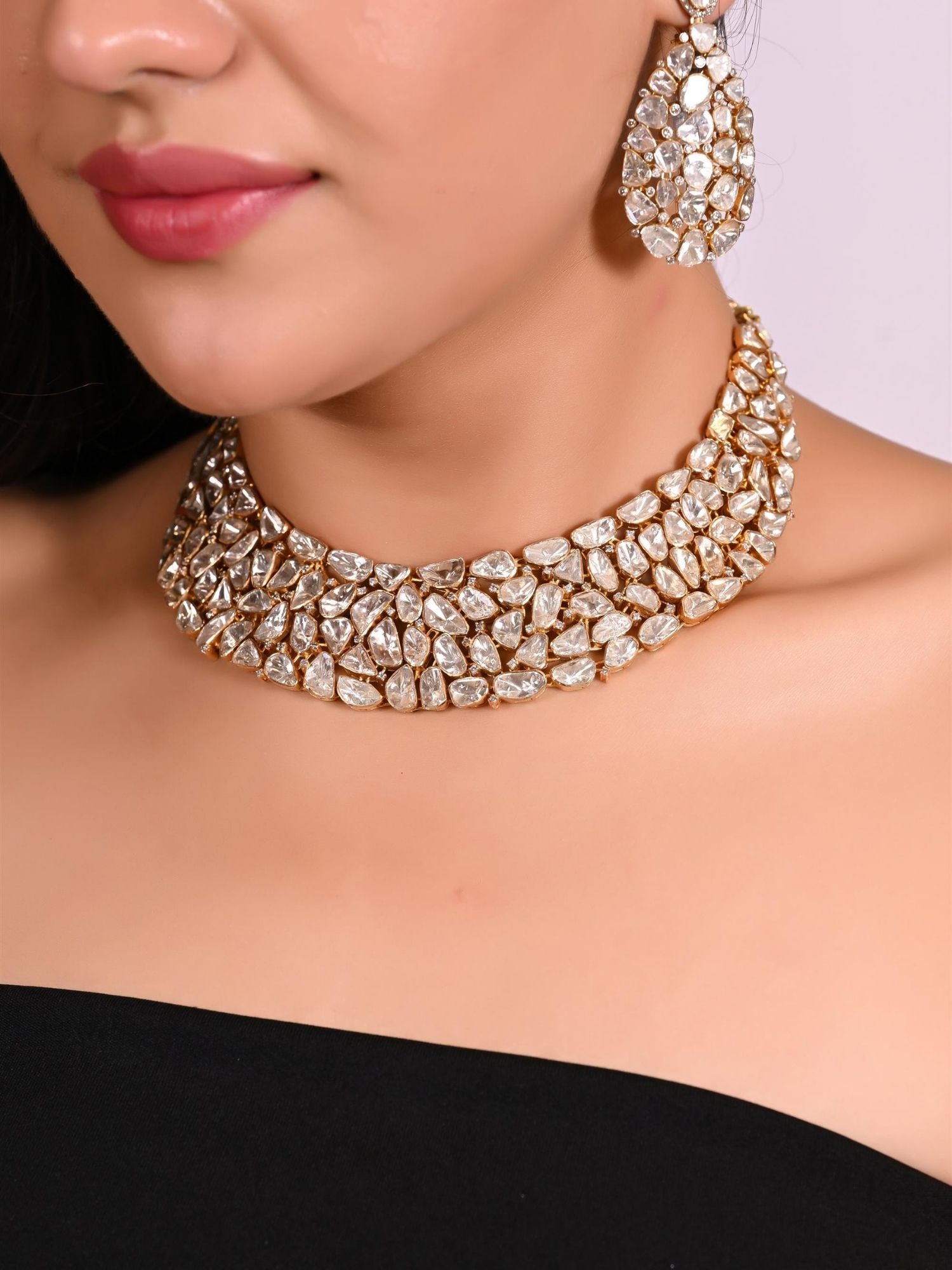 Glimmer Polki Diamond Necklace Set