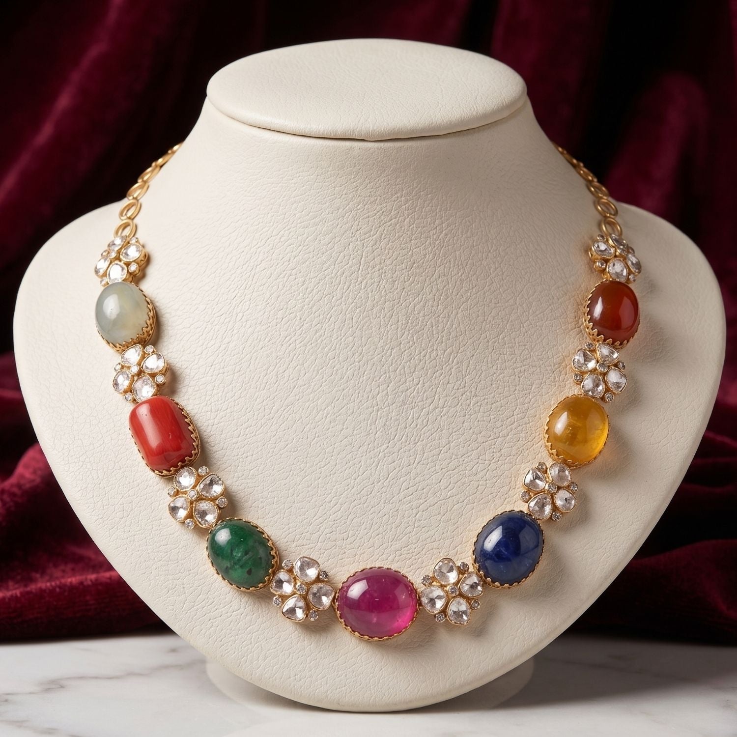 Nine Divine Navratna Necklace Set