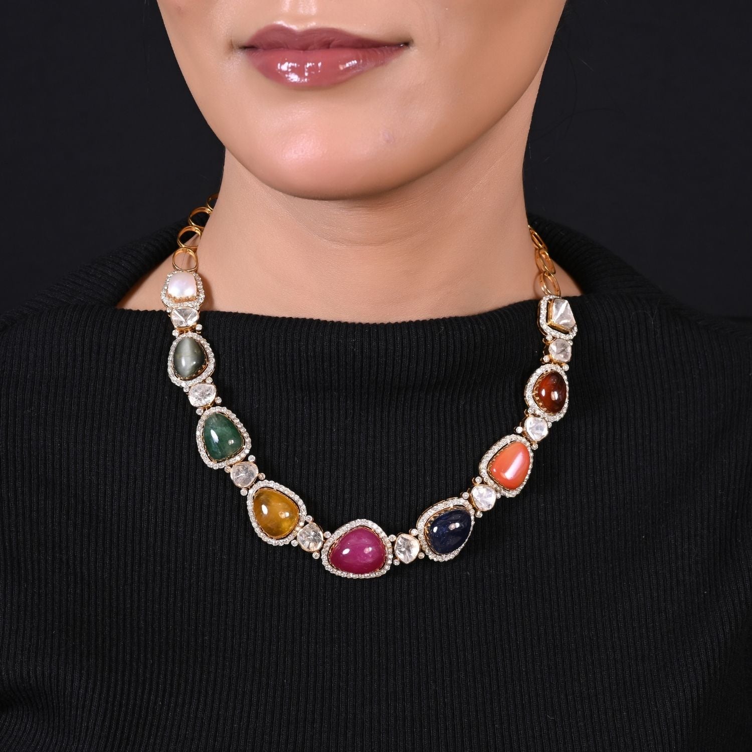 Spectrum Sparkle Navratna Necklace