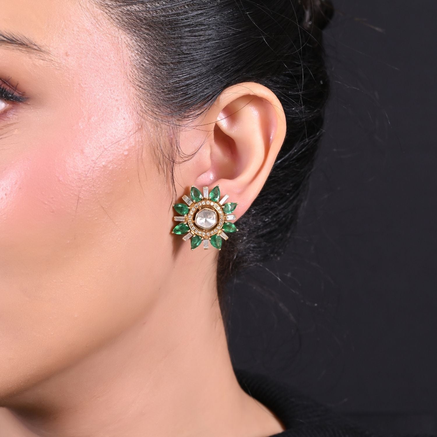 Petal Mirage Emerald Earrings