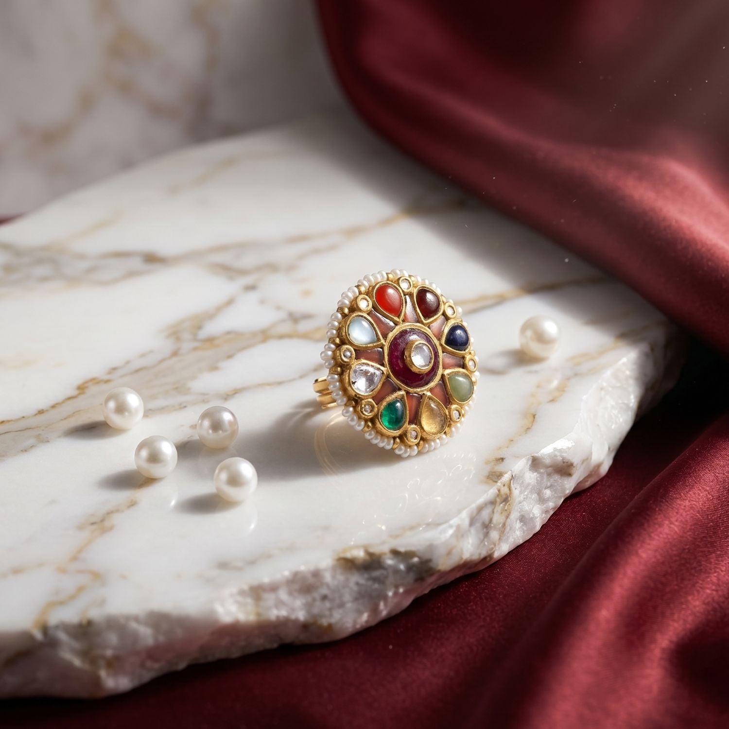 The Golden Dome Navratan Ring