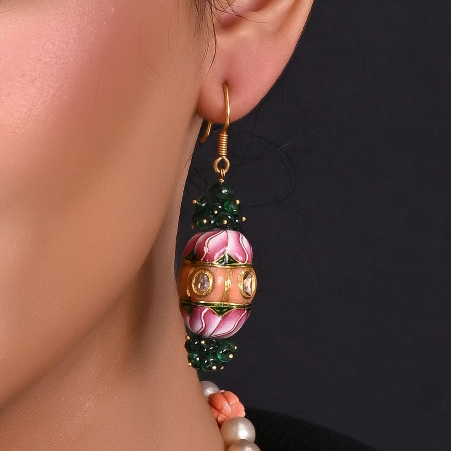 The Coral Enamel Pendant Set